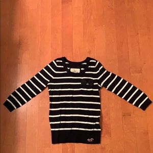 holister long sleeve shirt, dark navy and white, M